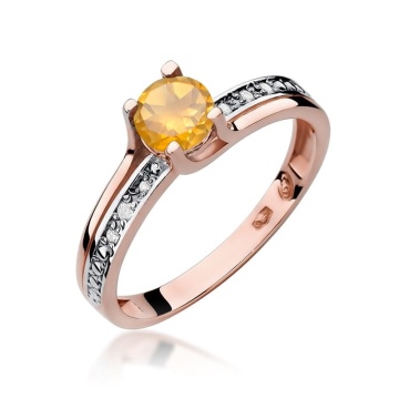 Inel Aur 14K cu Citrin 0.50 ct si Diamante Naturale 0.03 ct - Img 8