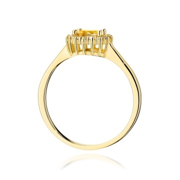 Inel Aur 14K cu Citrin 0.50 ct si Diamante Naturale 0.14 ct - Img 2