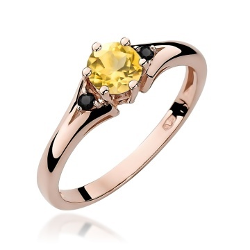 Inel Aur 14K cu Citrin 0.50 ct si Diamante Naturale Negre 0.03 ct - Img 6