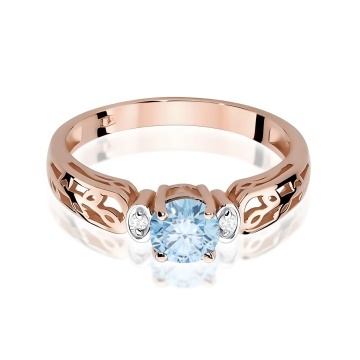 Inel Aur 14K cu Diamante Albastre de Laborator 0.52 ct - Img 6