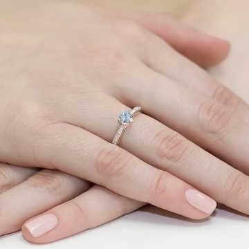 Inel Aur 14K cu Diamante Albastre de Laborator 0.53 ct - Img 8
