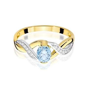 Inel Aur 14K cu Diamante Albastre de Laborator 0.55 ct - Img 2