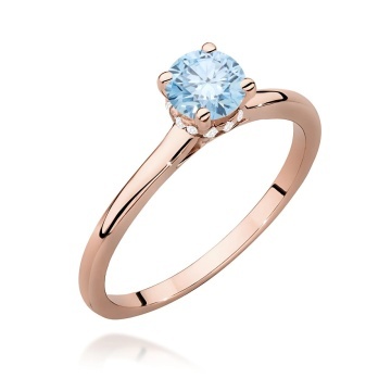 Inel Aur 14K cu Diamante Albastre de Laborator 0.56 ct - Img 5