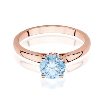 Inel Aur 14K cu Diamante Albastre de Laborator 1.07 ct - Img 6