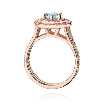 Inel Aur 14K cu Diamante Albastre de Laborator 1.11 ct - Img 7