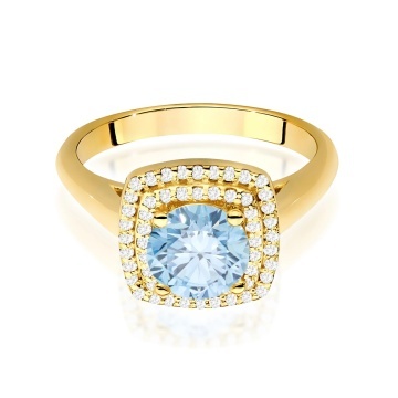 Inel Aur 14K cu Diamante Albastre de Laborator 1.28 ct - Img 2