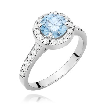 Inel Aur 14K cu Diamante Albastre de Laborator 1.38 ct - Img 9