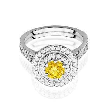 Inel Aur 14K cu Diamante Galbene de Laborator 1.11 ct - Img 10