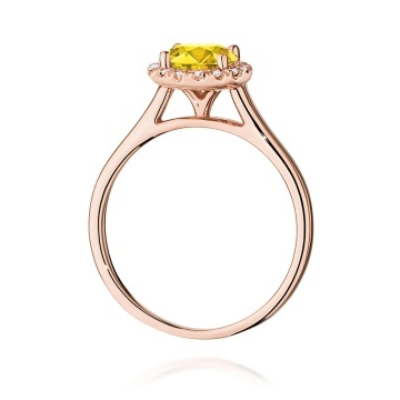 Inel Aur 14K cu Diamante Galbene de Laborator 1.14 ct - Img 7