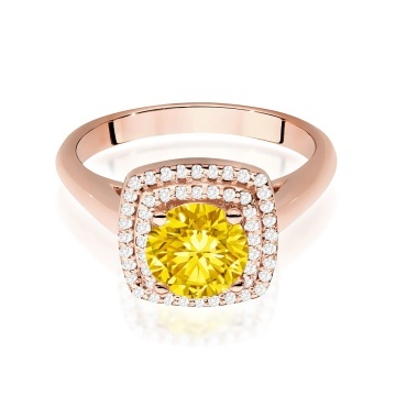 Inel Aur 14K cu Diamante Galbene de Laborator 1.28 ct - Img 6