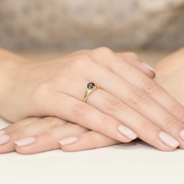Inel Aur 14K cu Diamante Naturale Albe si Negre 0.53 ct - Img 4