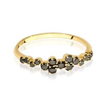 Inel Aur 14K cu Diamante Naturale Negre 0.33 ct - Img 2