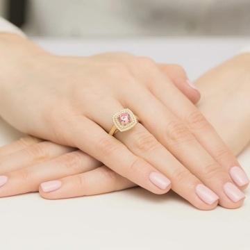 Inel Aur 14K cu Diamante Roz de Laborator 1.28 ct - Img 4