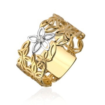 Inel Aur 14k cu Floare si Model Floral - Img 5