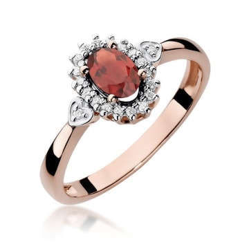 Inel Aur 14K cu Granat 0.50 ct si Diamante Naturale 0.10 ct - Img 5