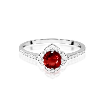 Inel Aur 14K cu Granat 0.60 ct si Diamante Naturale 0.13 ct - Img 5