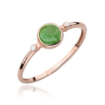 Inel Aur 14K cu Green Tourmaline 0.60 ct si Diamante Naturale 0.01 ct - Img 5