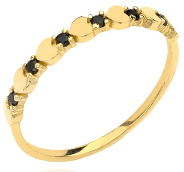 Inel Aur 14k cu Inimioare si Zirconii Negre - Img 2