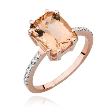 Inel Aur 14K cu Morganit 2.80 ct si Diamante Naturale 0.07 ct - Img 7