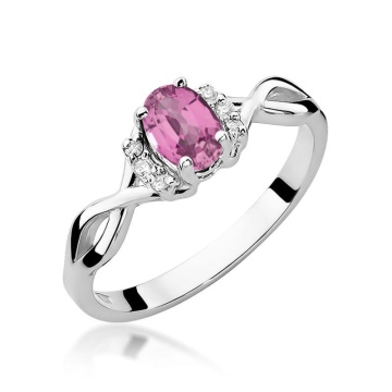 Inel Aur 14K cu Pink Sapphire 0.45 ct si Diamante Naturale 0.05 ct - Img 5