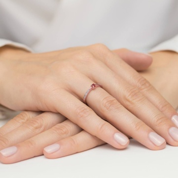 Inel Aur 14K cu Rubin 0.15 ct si Diamante Naturale 0.01 ct - Img 8
