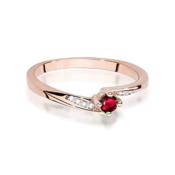 Inel Aur 14K cu Rubin 0.15 ct si Diamante Naturale 0.04 ct - Img 6