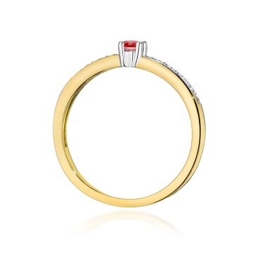Inel Aur 14K cu Rubin 0.15 ct si Diamante Naturale 0.05 ct - Img 3