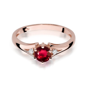 Inel Aur 14K cu Rubin 0.60 ct si Diamante Naturale 0.03 ct - Img 6