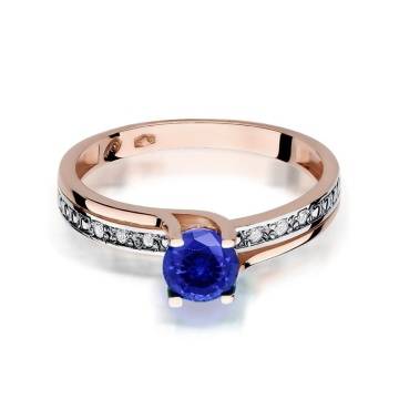 Inel Aur 14K cu Safir 0.50 ct si Diamante Naturale 0.03 ct - Img 6