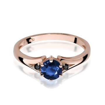 Inel Aur 14K cu Safir 0.50 ct si Diamante Naturale Negre 0.03 ct - Img 8