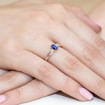 Inel Aur 14K cu Safir 0.60 ct si Diamante Naturale 0.03 ct - Img 12