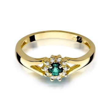 Inel Aur 14K cu Smarald 0.15 ct si Diamante Naturale 0.09 ct - Img 2