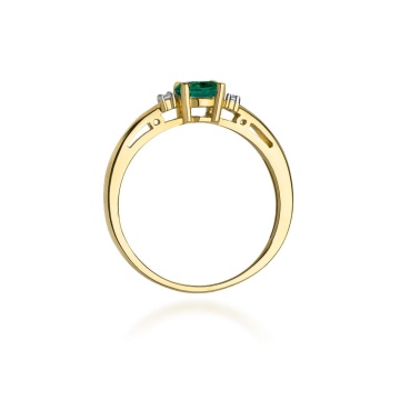 Inel Aur 14K cu Smarald 0.40 ct si Diamante Naturale 0.03 ct - Img 3