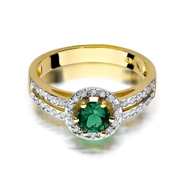 Inel Aur 14K cu Smarald 0.50 ct si Diamante Naturale 0.20 ct - Img 2
