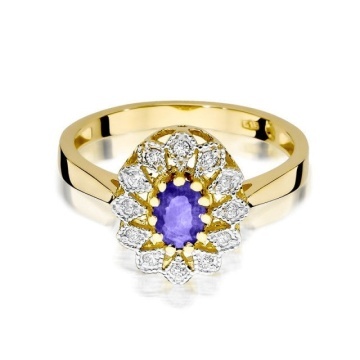 Inel Aur 14K cu Tanzanit 0.40 ct si Diamante Naturale 0.10 ct - Img 2