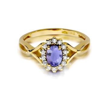 Inel Aur 14K cu Tanzanit 0.40 ct si Diamante Naturale 0.12 ct - Img 2