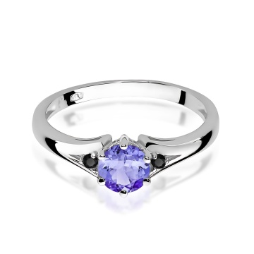 Inel Aur 14K cu Tanzanit 0.50 ct si Diamante Naturale Negre 0.03 ct - Img 5