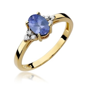 Inel Aur 14K cu Tanzanit 0.70 ct si Diamante Naturale 0.05 ct