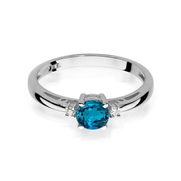 Inel Aur 14K cu Topaz London Blue 0.50 ct si Diamante Naturale 0.03 ct - Img 5