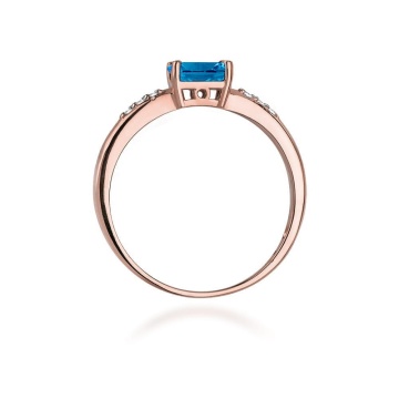 Inel Aur 14K cu Topaz London Blue 0.50 ct si Diamante Naturale 0.03 ct - Img 7