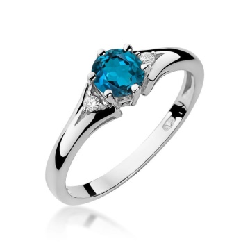 Inel Aur 14K cu Topaz London Blue 0.50 ct si Diamante Naturale 0.03 ct - Img 4