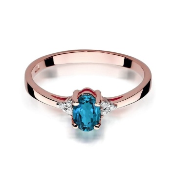 Inel Aur 14K cu Topaz London Blue 0.50 ct si Diamante Naturale 0.05 ct - Img 5