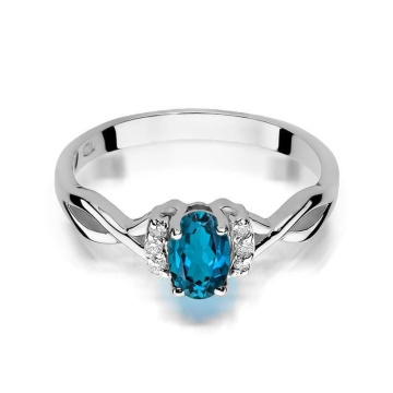 Inel Aur 14K cu Topaz London Blue 0.50 ct si Diamante Naturale 0.05 ct - Img 6