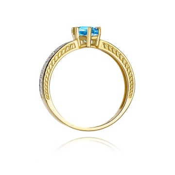 Inel Aur 14K cu Topaz London Blue 0.50 ct si Diamante Naturale 0.08 ct - Img 3