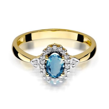 Inel Aur 14K cu Topaz London Blue 0.50 ct si Diamante Naturale 0.10 ct - Img 2