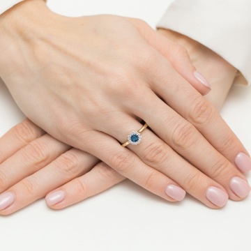 Inel Aur 14K cu Topaz London Blue 0.50 ct si Diamante Naturale 0.10 ct - Img 4