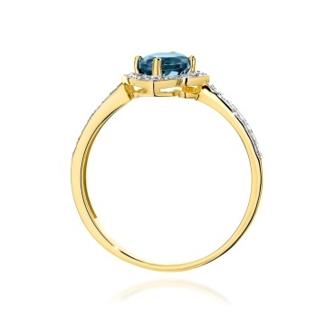 Inel Aur 14K cu Topaz London Blue 0.50 ct si Diamante Naturale 0.13 ct - Img 3