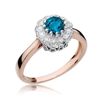 Inel Aur 14K cu Topaz London Blue 0.50 ct si Diamante Naturale 0.17 ct - Img 4
