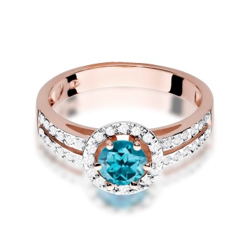 Inel Aur 14K cu Topaz London Blue 0.50 ct si Diamante Naturale 0.20 ct - Img 6
