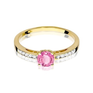 Inel Aur 14K cu Topaz Roz 0.60 ct si Diamante Naturale 0.05 ct - Img 2